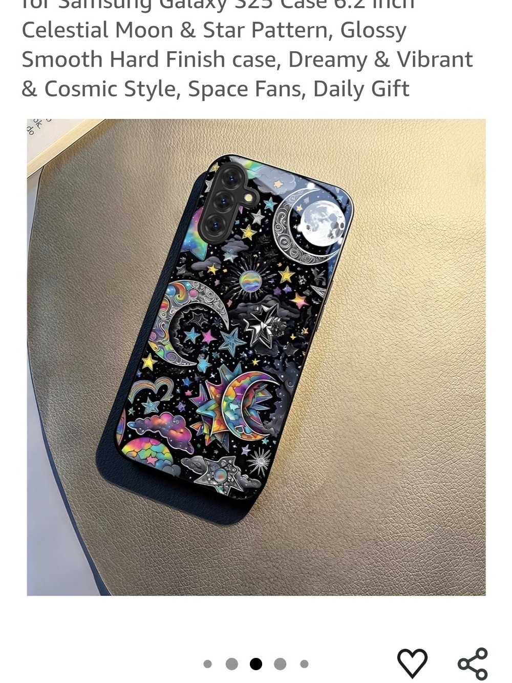 Celestial Moon & Star Phone Case for Samsung - Multicolor on Black